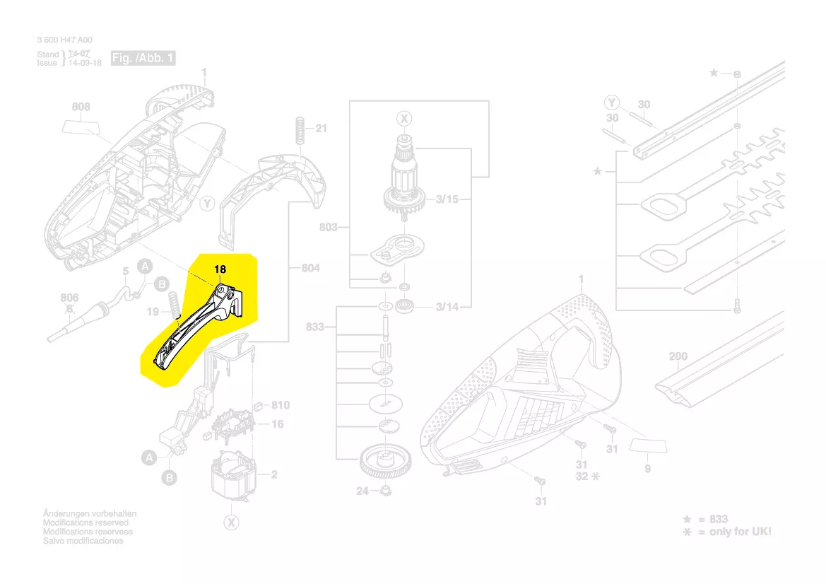 Gachette réf. 2 609 004 011 pour taille-haie BOSCH